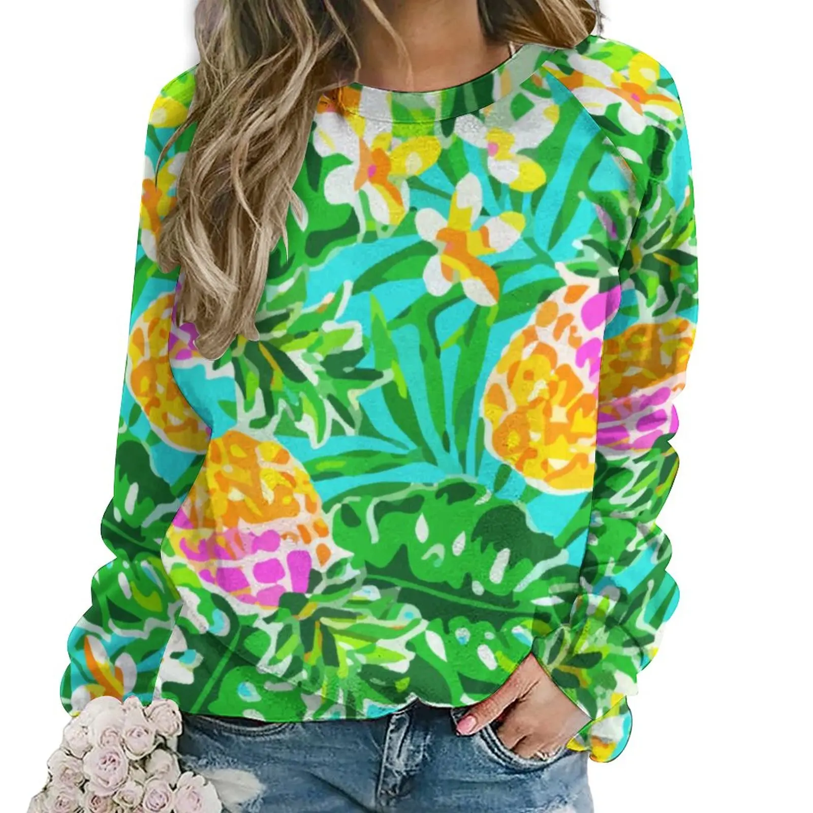 

Garden Of Pineapples Casual Hoodies Woman Palm Leaves Print Y2k Graphic Hoodie Winter Long Sleeve Classic Oversize Sweatshirts