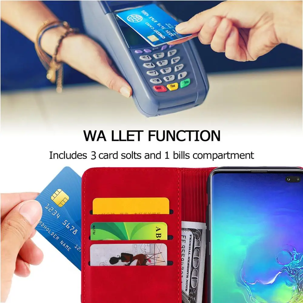 Leather Flip Case For Samsung Galaxy S22 S23 Ultra S8 S9 S10 S20+ S21 FE Note 10 Plus Holder Wallet Stand Bags Phone Cover Coque