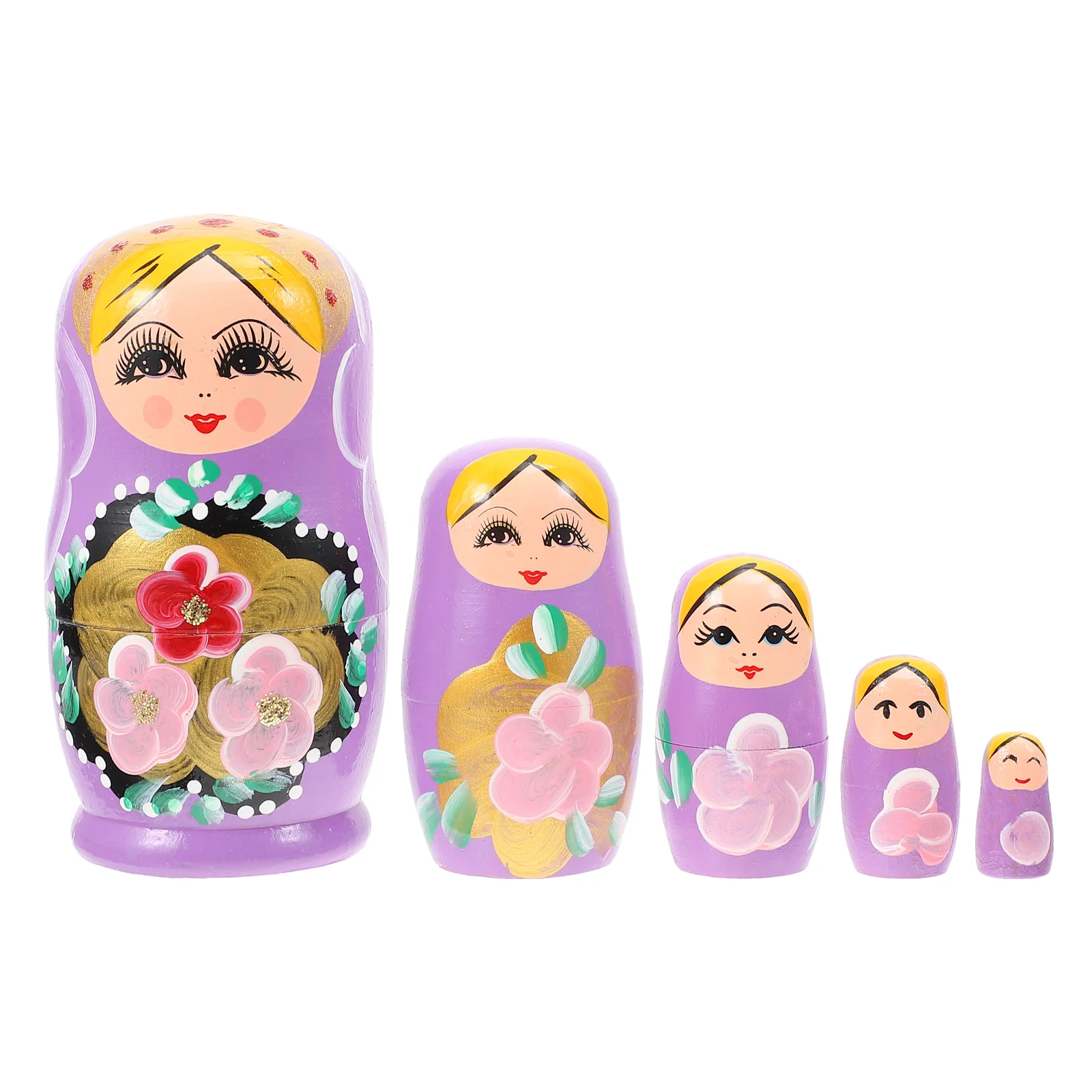 

5 Pcs Matryoshka Table Decorations Adorable Painted Stacking Dolls Decorate Nesting Wooden Creative Toys Russian Travel Home