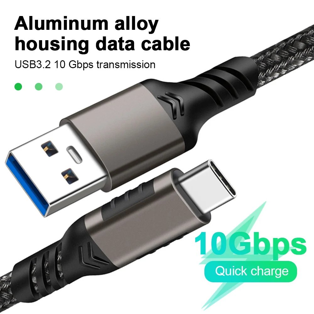 

USB 3.2 Type C кабель 3A 60W провод для быстрой зарядки 10Gbs кабель для передачи данных оплетка Кабель для быстрой зарядки для телефона Android 100 см