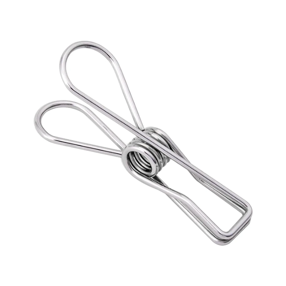 

100pcs Hanging Clips Stainless Steel Spring Loaded Indoor Outdoor Laundry Rustproof Household Non Slip Food Sealing Clothes Peg