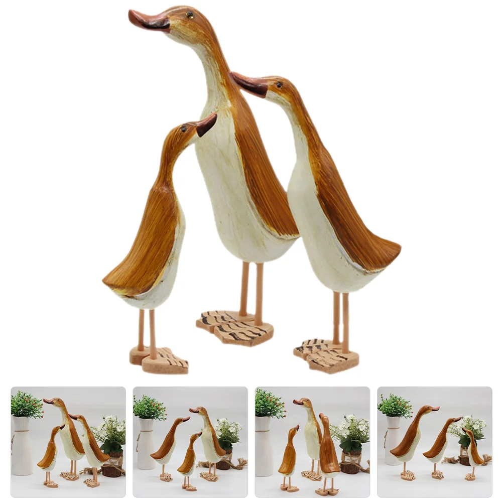 

3 pcs Wood Animal Figurine Desktop Animal Sculpture
