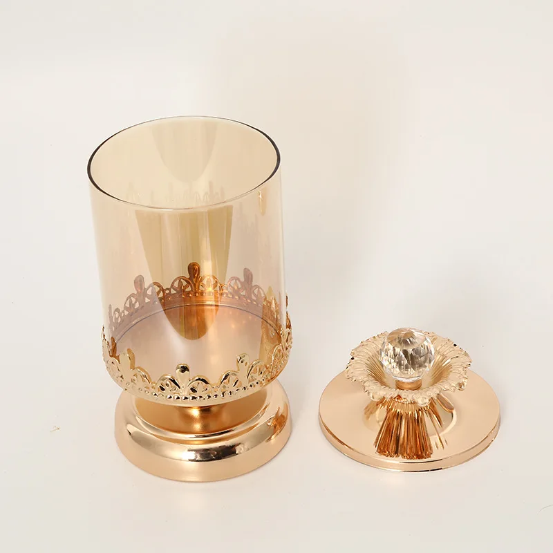 Золотая стеклянная банка для конфет высокая металлическая ювелирная коробка