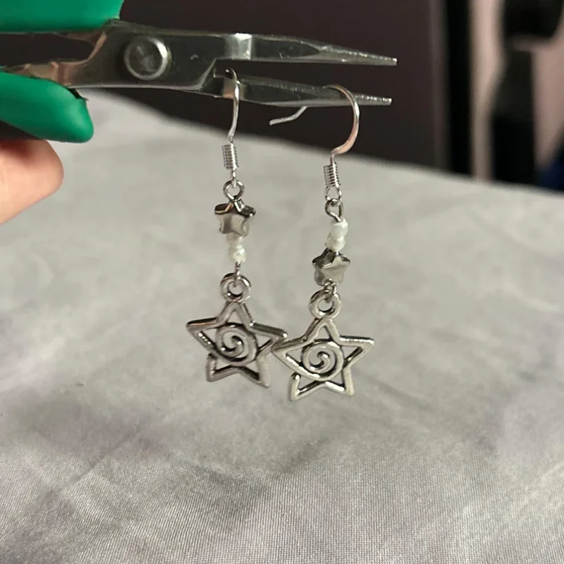 Ожерелье ручной работы с серебряной свисающей звездой | серьги Celestial Fairycore Cottagecore