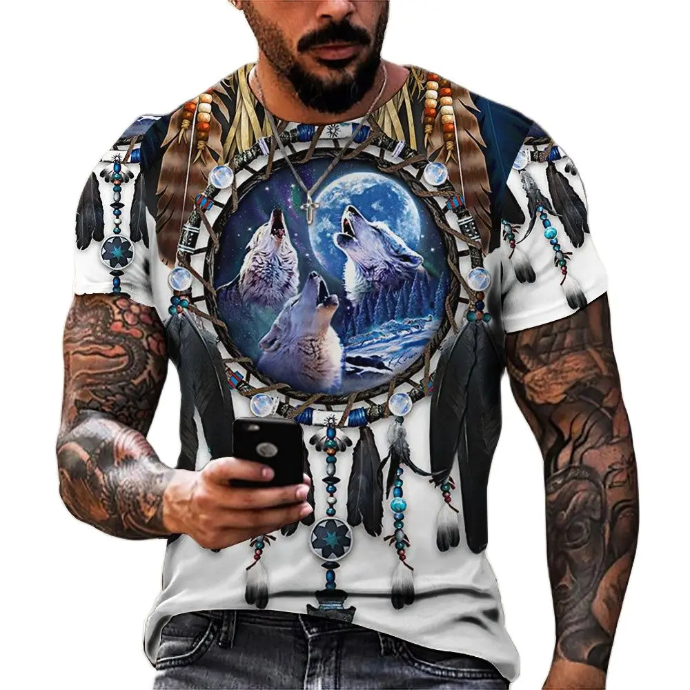 

Футболка мужская быстросохнущая с круглым вырезом, винтажная Повседневная дизайнерская рубашка оверсайз с 3d Hd принтом животных, с коротким...