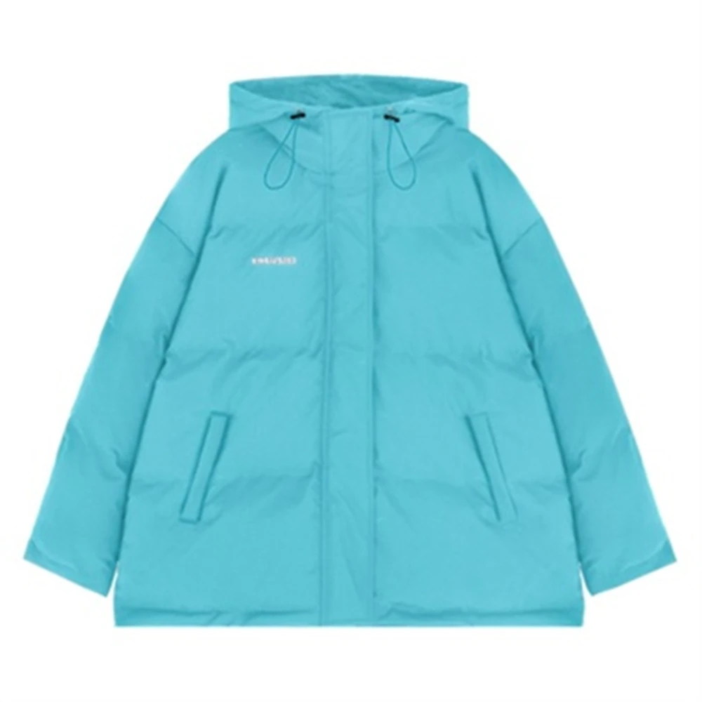 2022 New Winter Solid Color Hooded Thickened Down Jacket For Students Loose Straight Cotton Jacket For Women