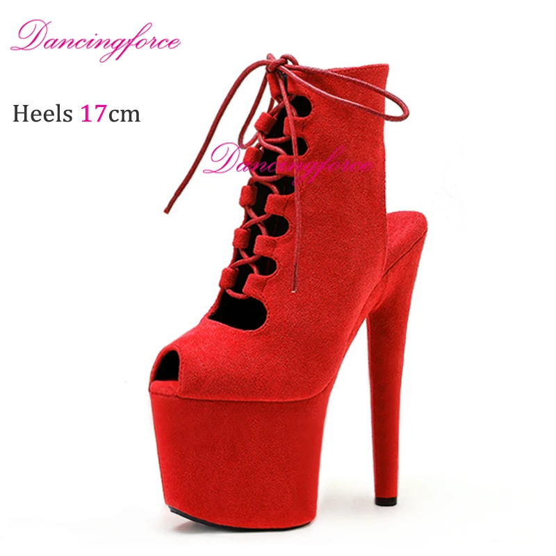 17 см 7 дюймов винные замшевые ботинки для танцев на пилоне женские ботильоны
