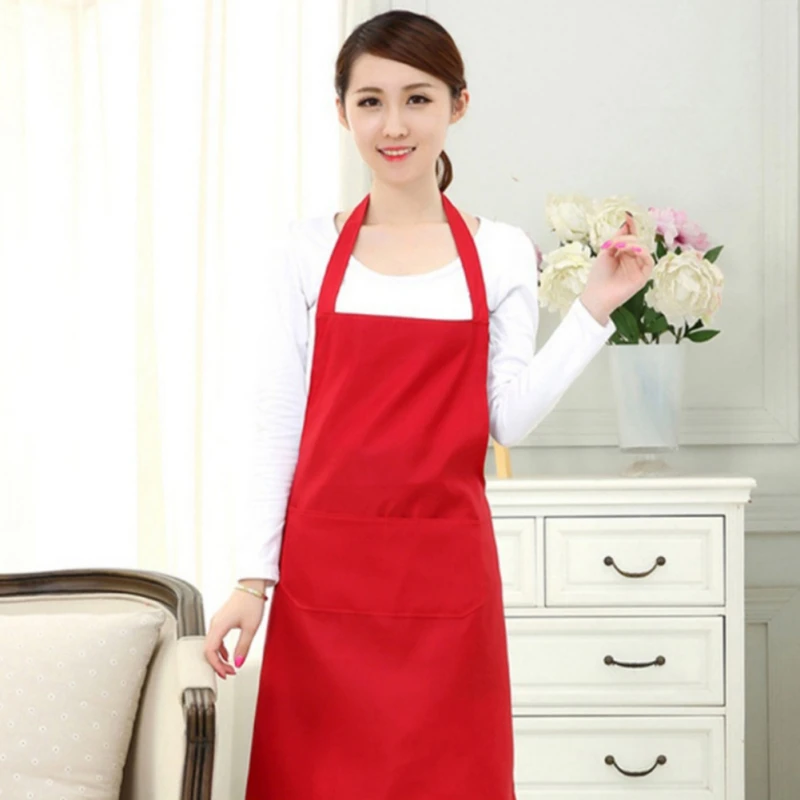 

Fashion Kitchen Apron with 2 Large Pockets No Fading Machine Washable Home Kitchen Aprons Household Cleaning Tools
