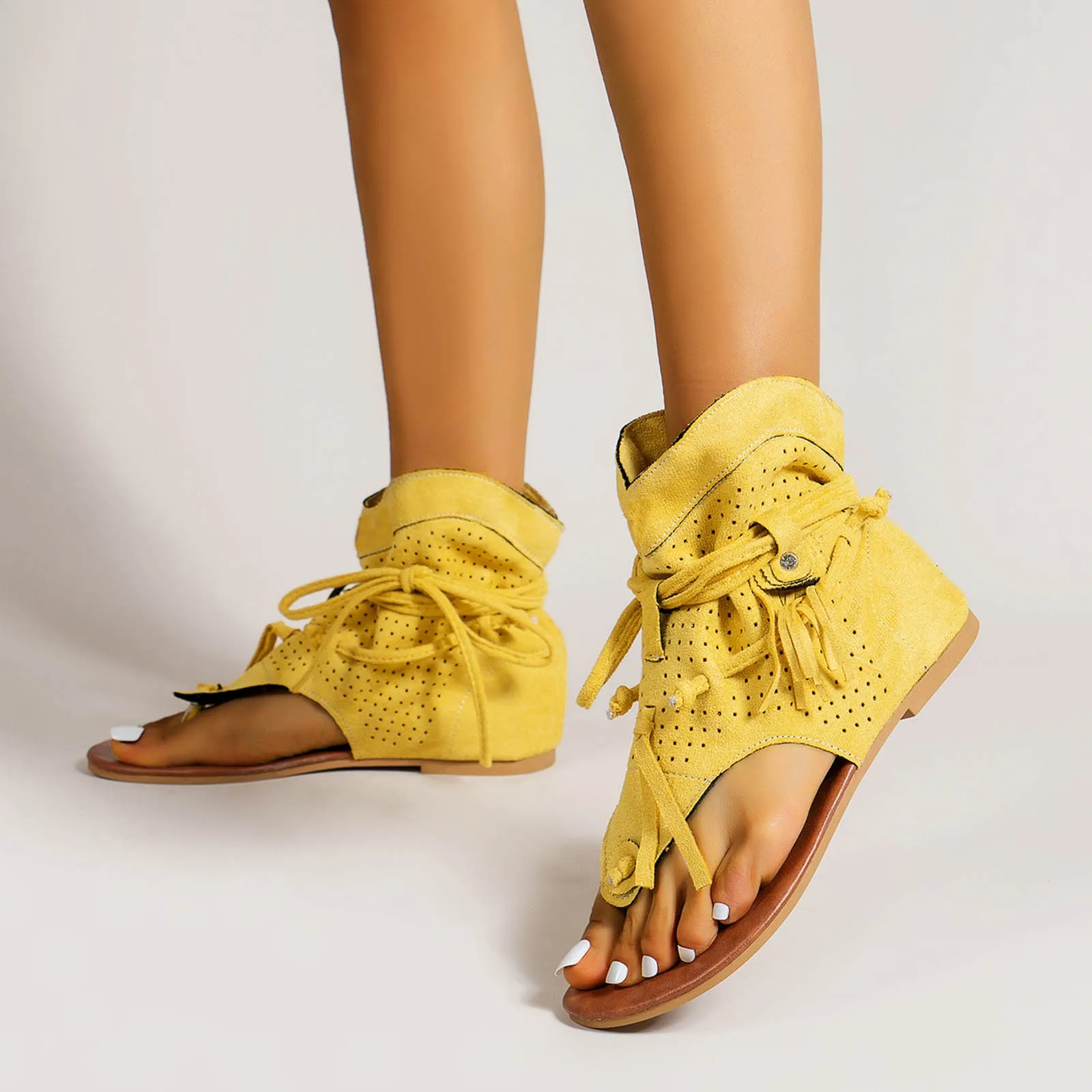 Женские сандалии-гладиаторы в ретро стиле Винтажные ботинки с зажимом на носком