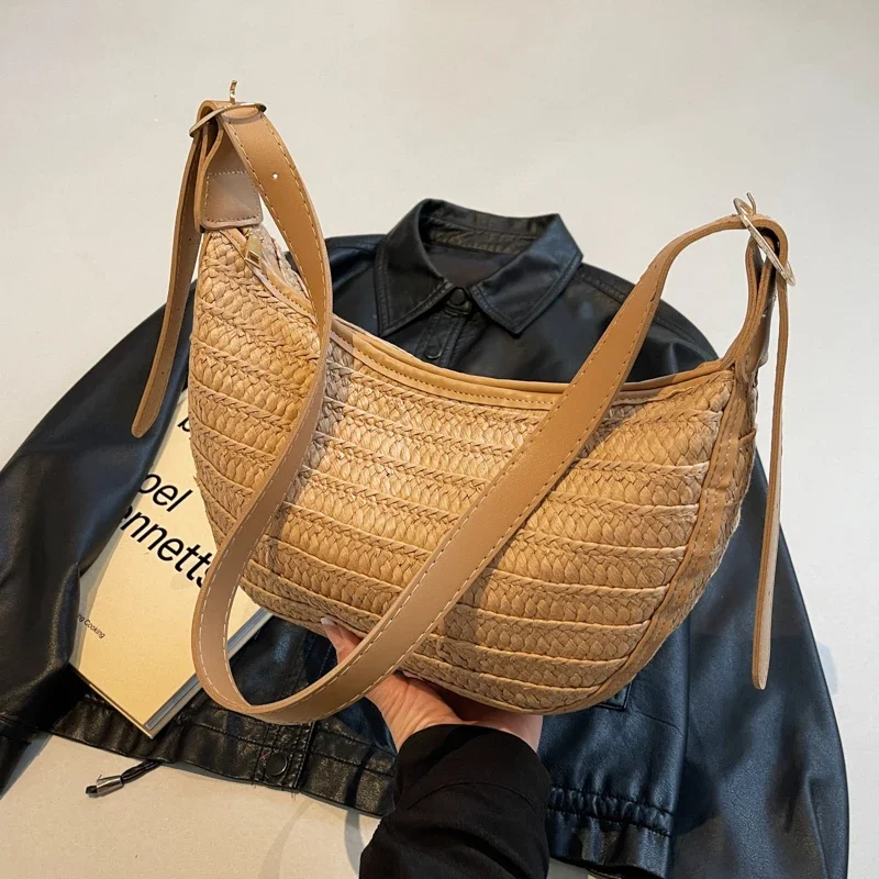 Сумка кросс-боди Женская соломенная саквояж большой вместимости дизайнерский