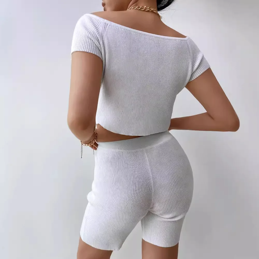Женский комплект одежды из 2 предметов белая футболка с коротким рукавом и