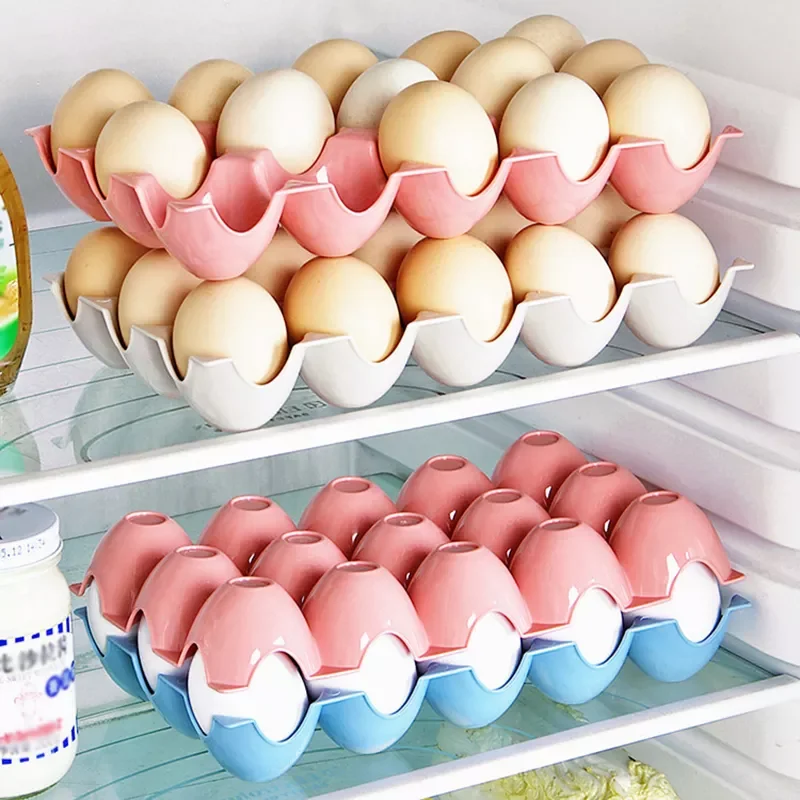 

24/15 Grid Kitchen Refrigerator Egg Storage Box Practical Creative Eggs Holder Plastic Tray Stackable Eggs Shelf Case Organizer