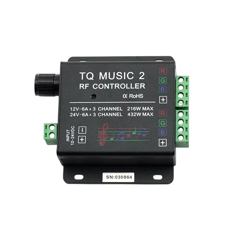 Цена DC12-24V Music 2 Control Ler 18A RF дистанционное управление RGB лента интеллектуальная звуковая чувствительность аудио управление для 3528 5050 5630 светодиодс...