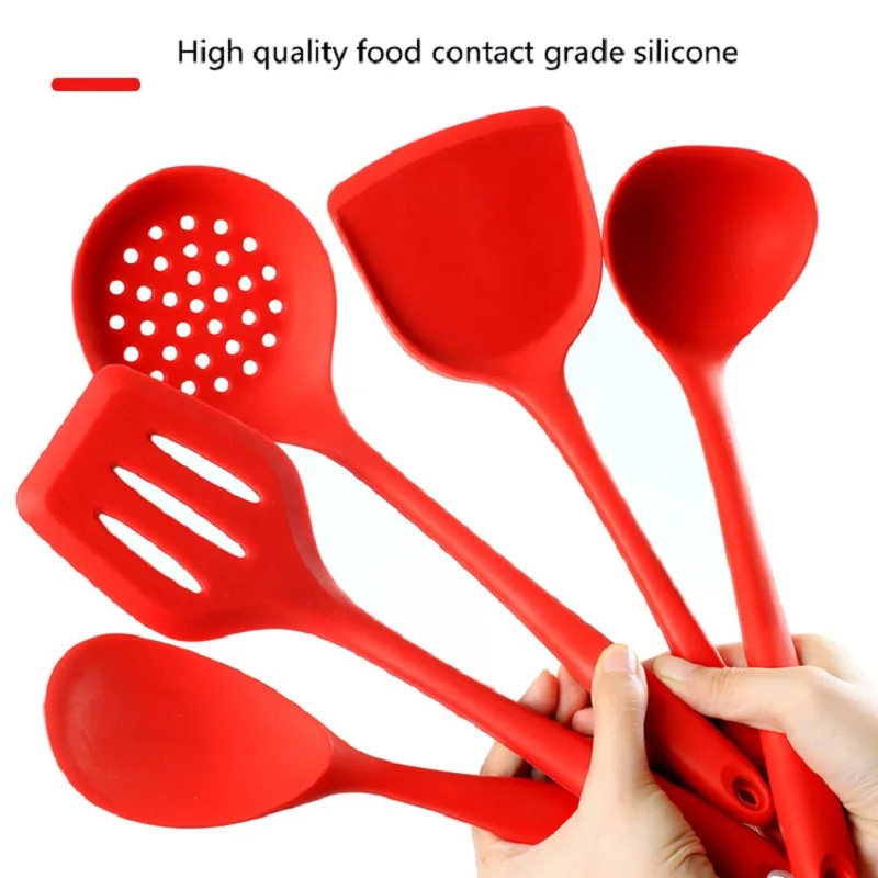 Красный шпатель для приготовления пищи антипригарной сковороды Силиконовая