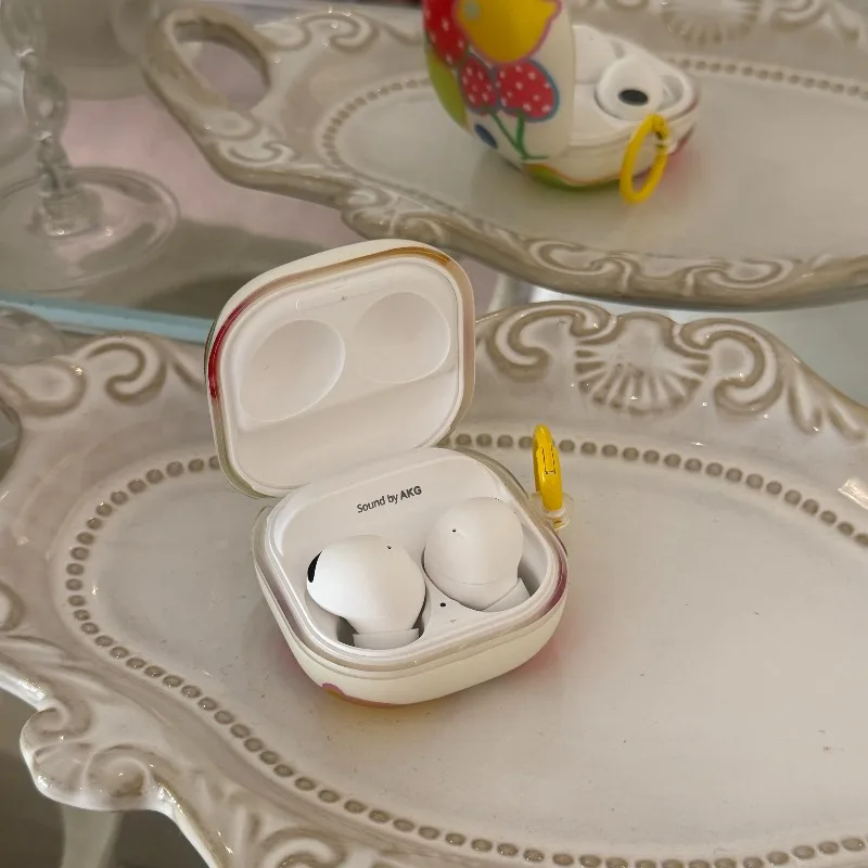 Фото Чехол для наушников Samsung Galaxy Buds 4 Pro 3 Pro 2 Live FE Core Fashion с прозрачным дизайном, фруктовым и звездным принтом, с милым подвесом. №5