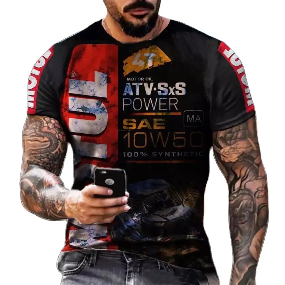 

Summer New Vintage Short Sleeve Top 3D Printed Ethnic Letter Loose Round Neck Extra Large T-shirt for Men's Breathable Material