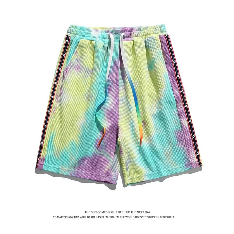 Summer Tie-dye Men's Casual Shorts Straight Leg Pants Sports Style Joggers Pant Fashion Streetwear Male Loose Turnks