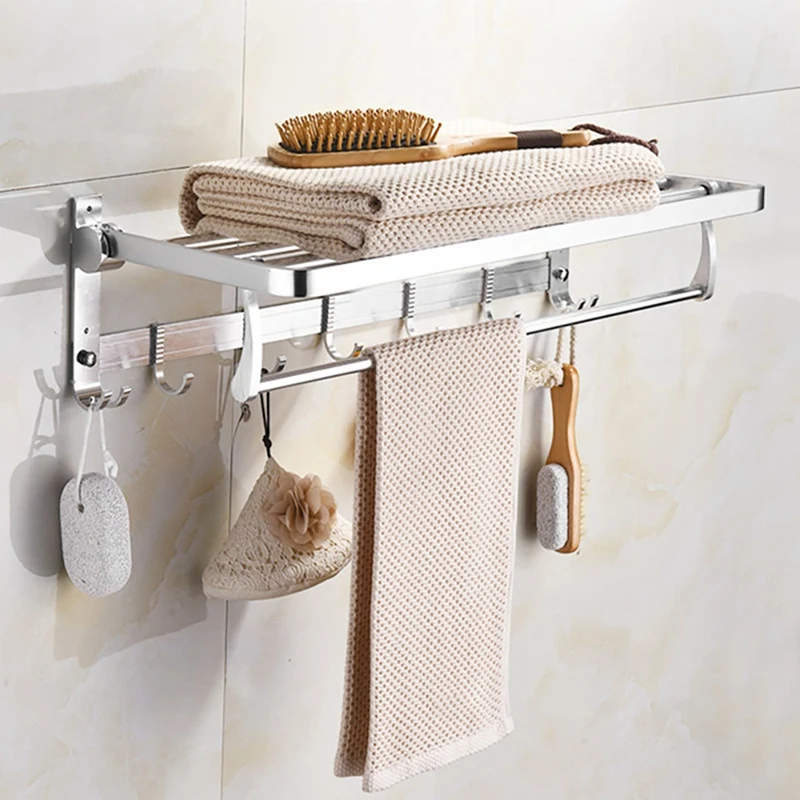 

Premium Aluminium Towel Bar Wall Rack Bathroom Holder Hanger Towel Rack Solid Foldable Bathroom Rack Toilet Rack