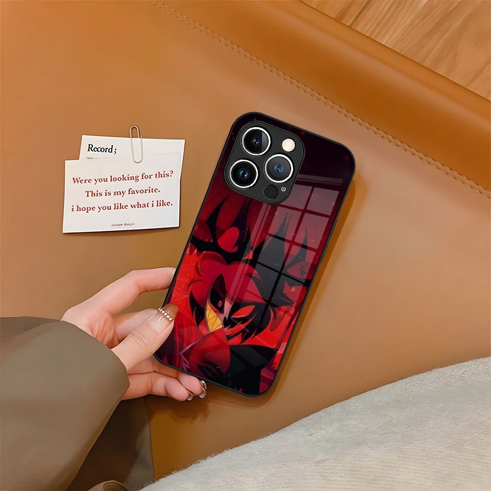 Чехол для телефона H-HazbinS Hotels из закаленного стекла iPhone 16 15 13 14 12 11 Pro XS Max Plus Mini SE2020
