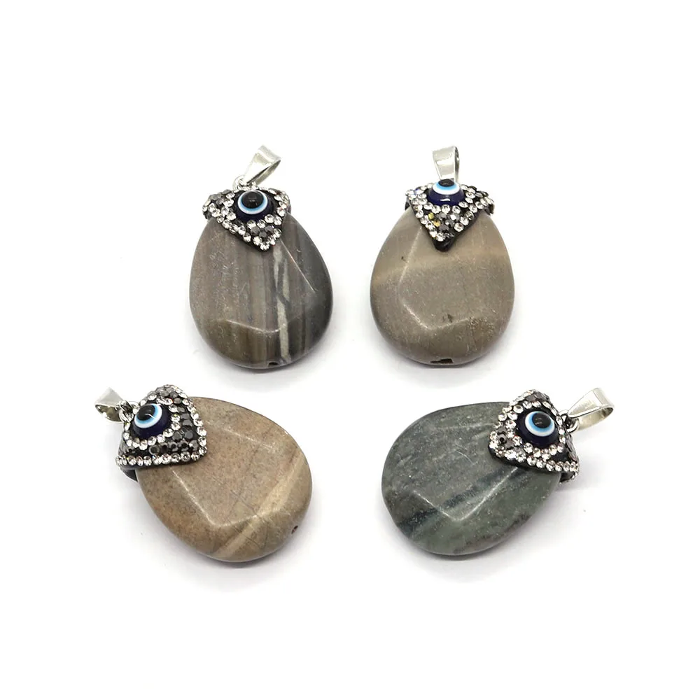 Нежный натуральный камень в форме капли агат подвеска 23x33 мм инкрустированный