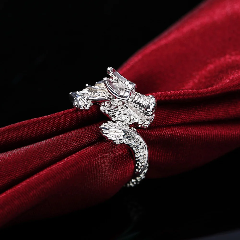 

Charm 925 Sterling Silver Ring for Men Fine Domineering Dragon Fashion Wedding Party Christmas Gift High Quality Jewelry