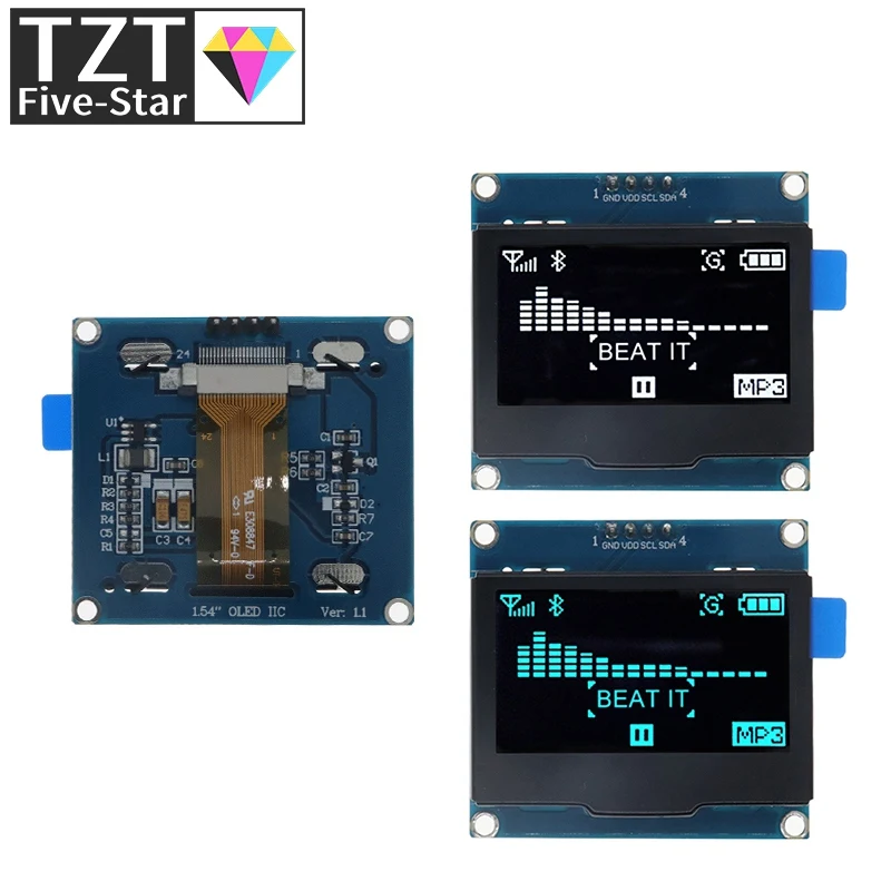 4-контактный OLED-модуль 1 54 дюйма белый синий SPI IIC I2C интерфейс SPD0301 драйвер 128x6 4