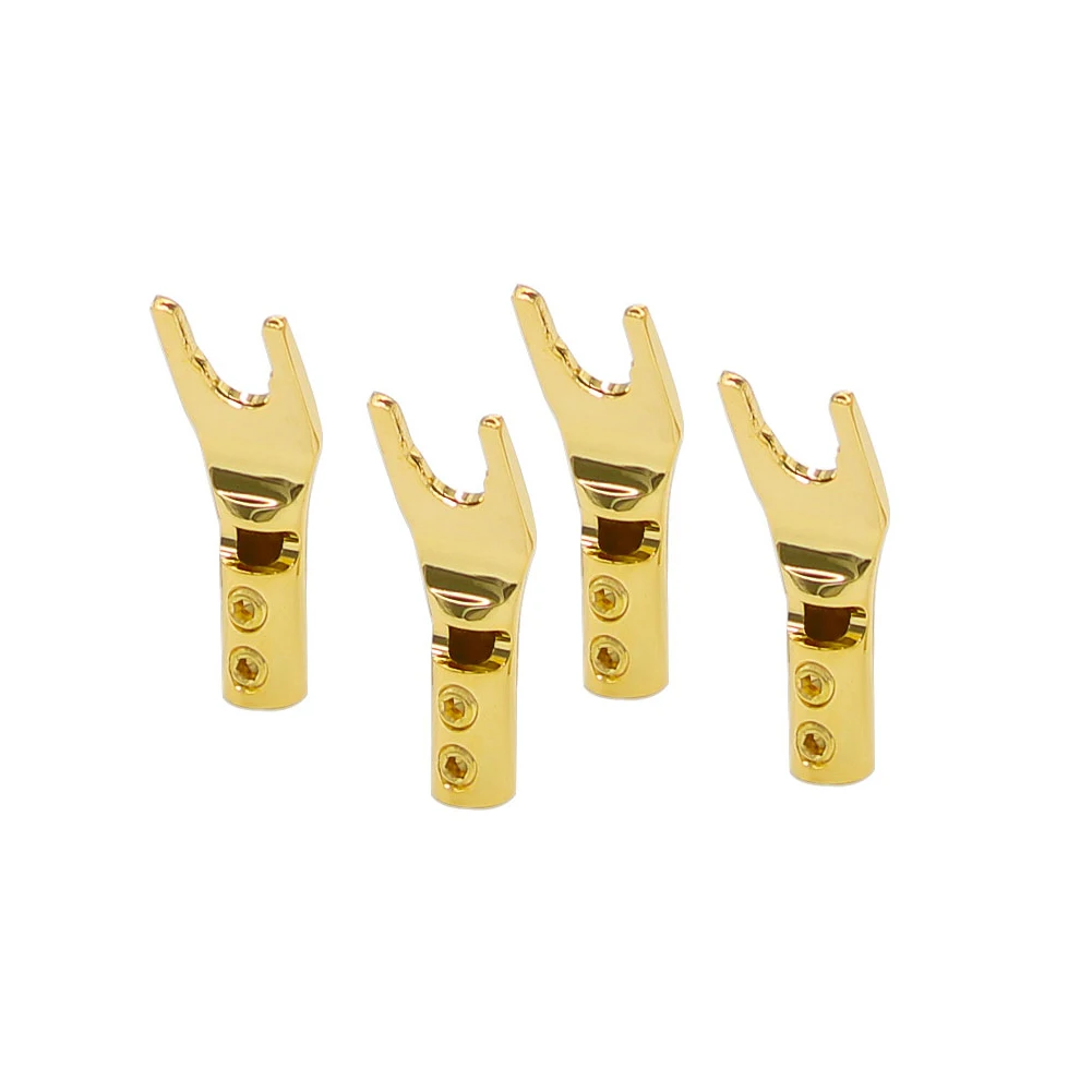 

4pcs Gold-plated Copper Banana Plugs U/Y Type High quality Banana Connector Speaker Wire Connector With double Screw locks