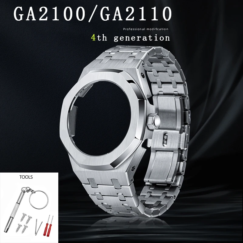 4th GA2100 GA2110 Generation Watchbands Octagonal Full Metal Case Band with Crown for Modification 316 Stainless Steel strap