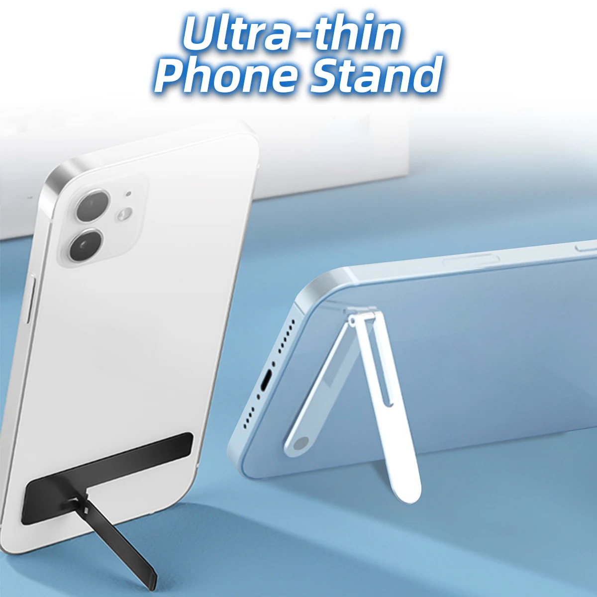 

Thin Metal Phone Holder Kickstand Universal Mini Folding Desk Tablet Stand Mount for iPhone 11 12 L Shaped Socket Bracket