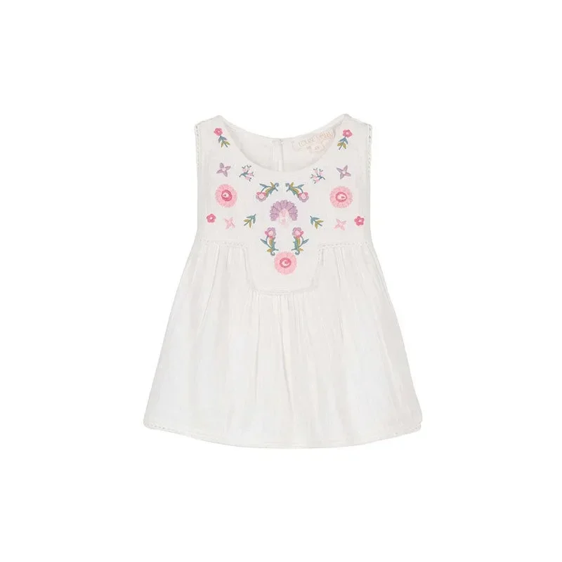 Корейские Детские рубашки и шорты для девочек праздничный Топ без рукавов с