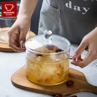 1000ml1500ml Стекло салатник лапши быстрого приготовления чаши из нержавеющей стали с ручкой, суп сябу Стекло кастрюля с крышкой 2021 самые популярные Лидер продаж