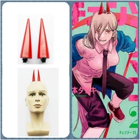 2pcsset chainsaw man power horn shaped hairpin evil demon red hair ornaments power cosplay props height 9cm