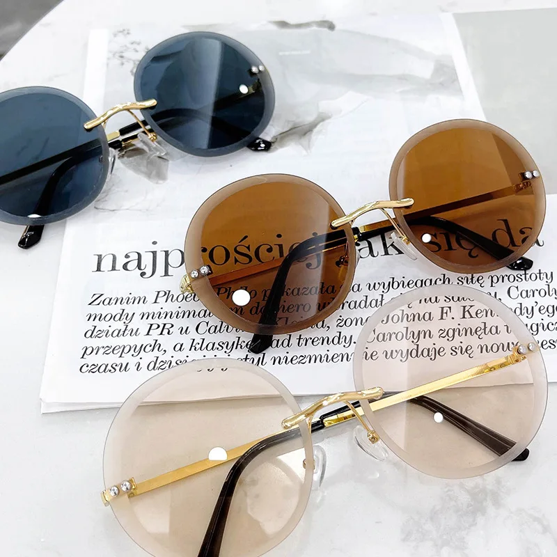 

Круглые Солнцезащитные очки RBRARE, женские солнцезащитные очки без оправы, роскошные брендовые дизайнерские классические очки с океанскими ...