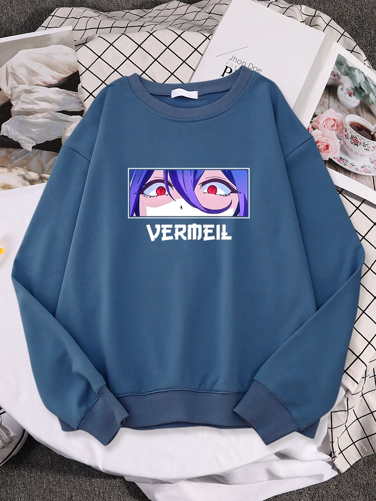 

Anime Vermeil In Gold Red Pupil Eyes Women Hooded Quality Personality Sweatwears Outdoor Casual Pullover Daily Simple Female Top