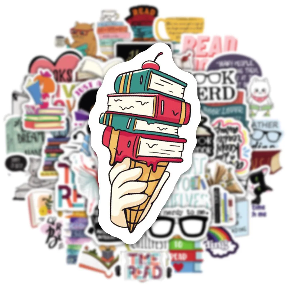 

10/30/50PCS Read Knowledge Books Cartoon Sticker DIY Diary Phone Laptop Luggage Skateboard Graffiti Decals Fun for Kid Toys Gift