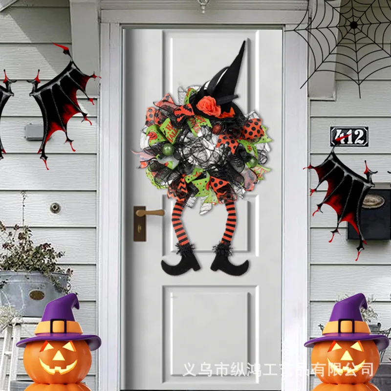 

Halloween Front Door Wreath Witch Wreath Home Decor Ghost Festival Horror Scary Party Props Ornaments Decoration