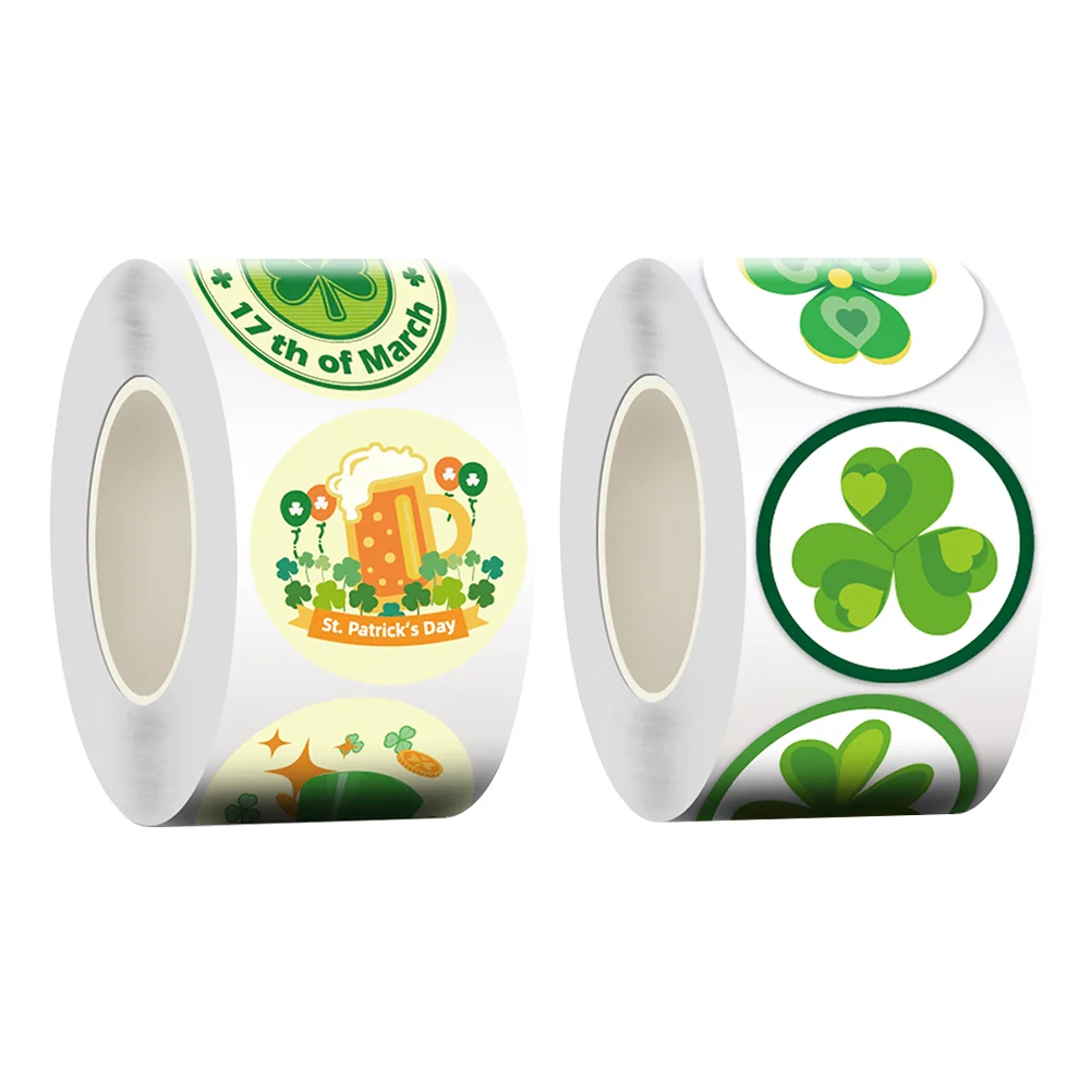 

2 Rolls St. Patrick's Day Labels Decals Decorative Labels Sealing Stickers