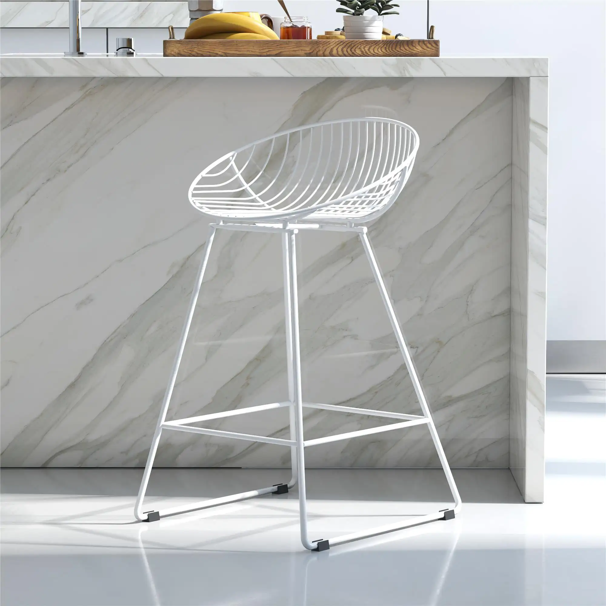 

CosmoLiving by Cosmopolitan Ellis 24" Metal Counter Height Bar Stool, White