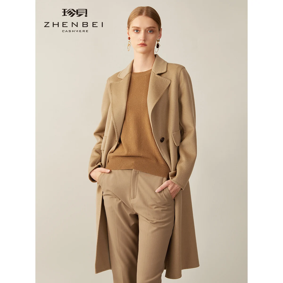 ZB/Zhenbei Suit Collar Fleece Cashmere coat Women Winter New Warm Woolen Jacket Mid-Length Solid 03