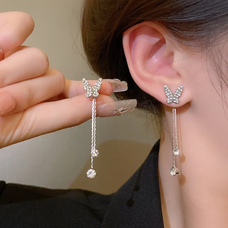 

Корейские серьги с бабочкой и кисточкой темпераментные женские серьги-подвески для девушек роскошные женские серебряные кольца с цирконом в ретро-стиле