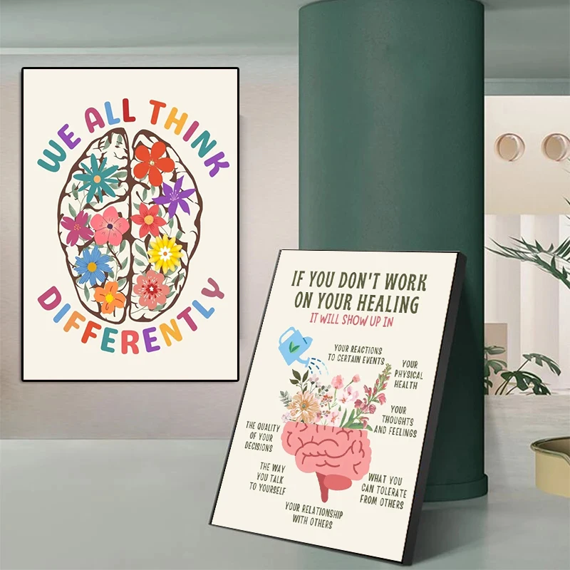 Исцеляющий мозг художественный плакат мы все думаем по-разному холст живопись