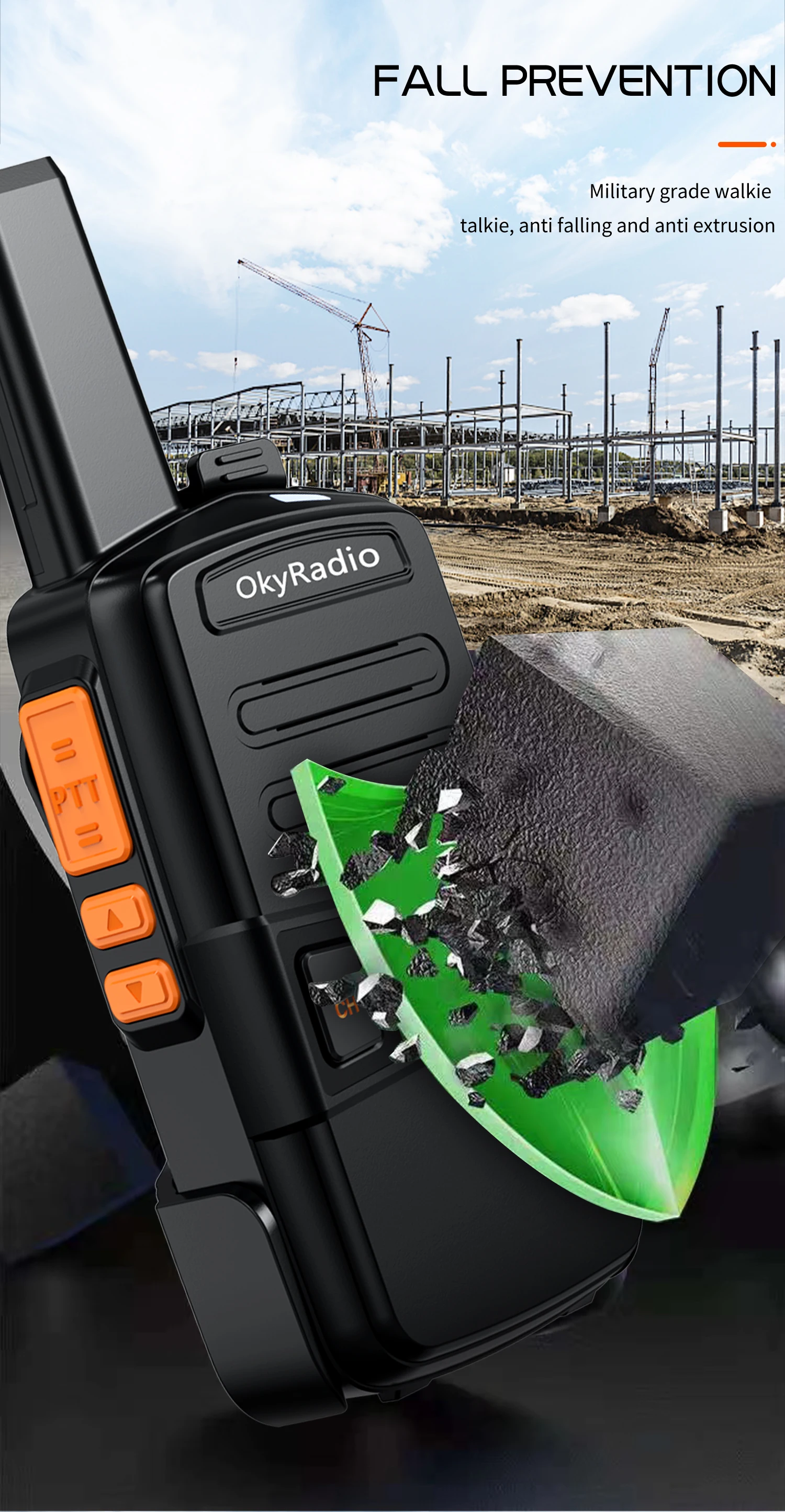 2022 hot sale 4800mah okyradio 5w portable waterproof walkie talkie 6km call distance suitable for hotel construction sites etc free global shipping