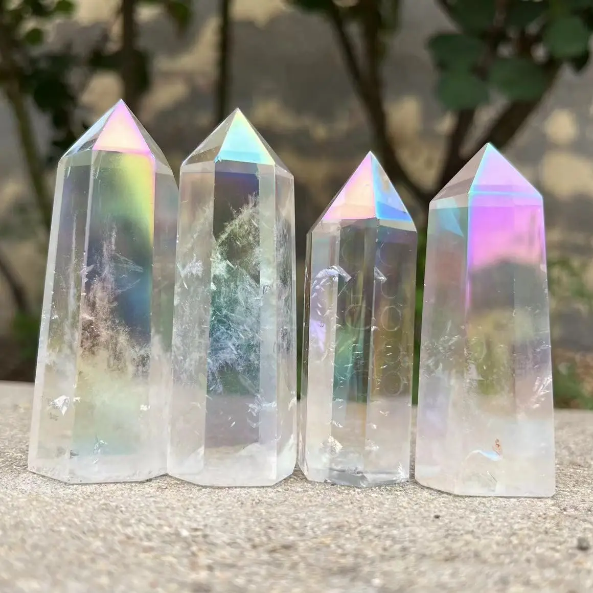 

60-80mm Natural Aura Clear Crystal Tower For Healing Home Decor