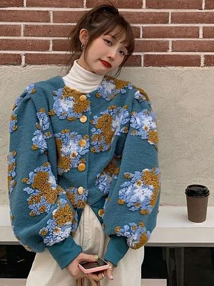 

Женский кардиган с длинным рукавом, короткая куртка-бомбер с цветочным принтом, Осень-зима 2021