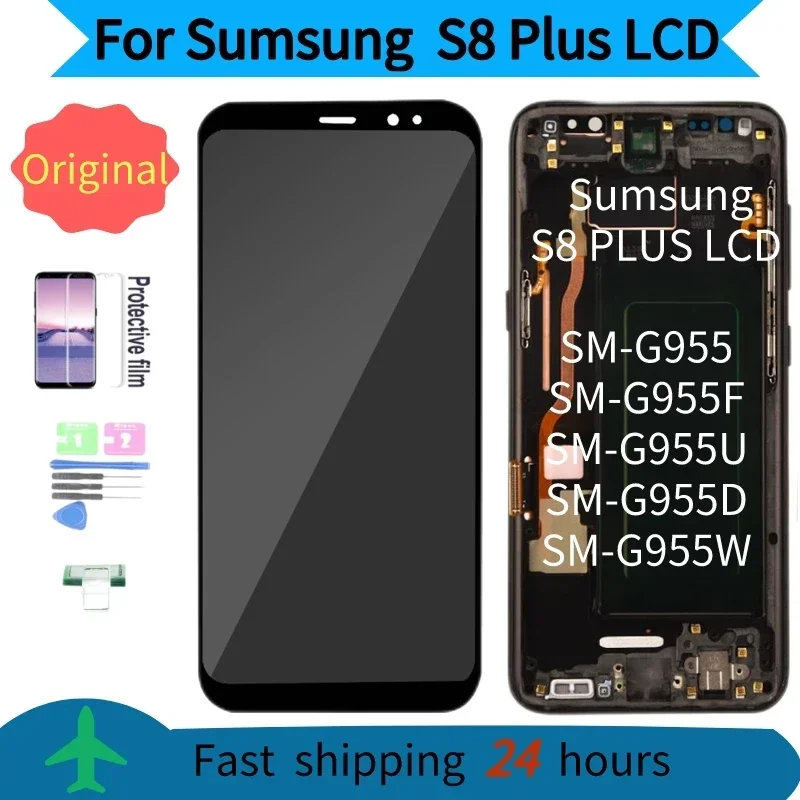 

Original Super AMOLED For Samsung Galaxy S8 Plus LCD SM-G955 G550 G55F/DS Display with frame Touch Screen Digitizer Assembly
