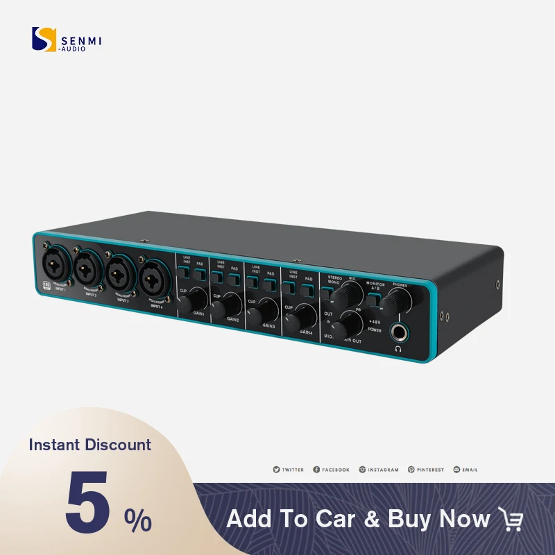 USB-интерфейс 4 × с микрофонным предусилителем для записи