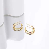 colored zircon cc stud earrings 925 sterling silver statement piercing earrimg luxury 2022 trend korean jewelry free shipping