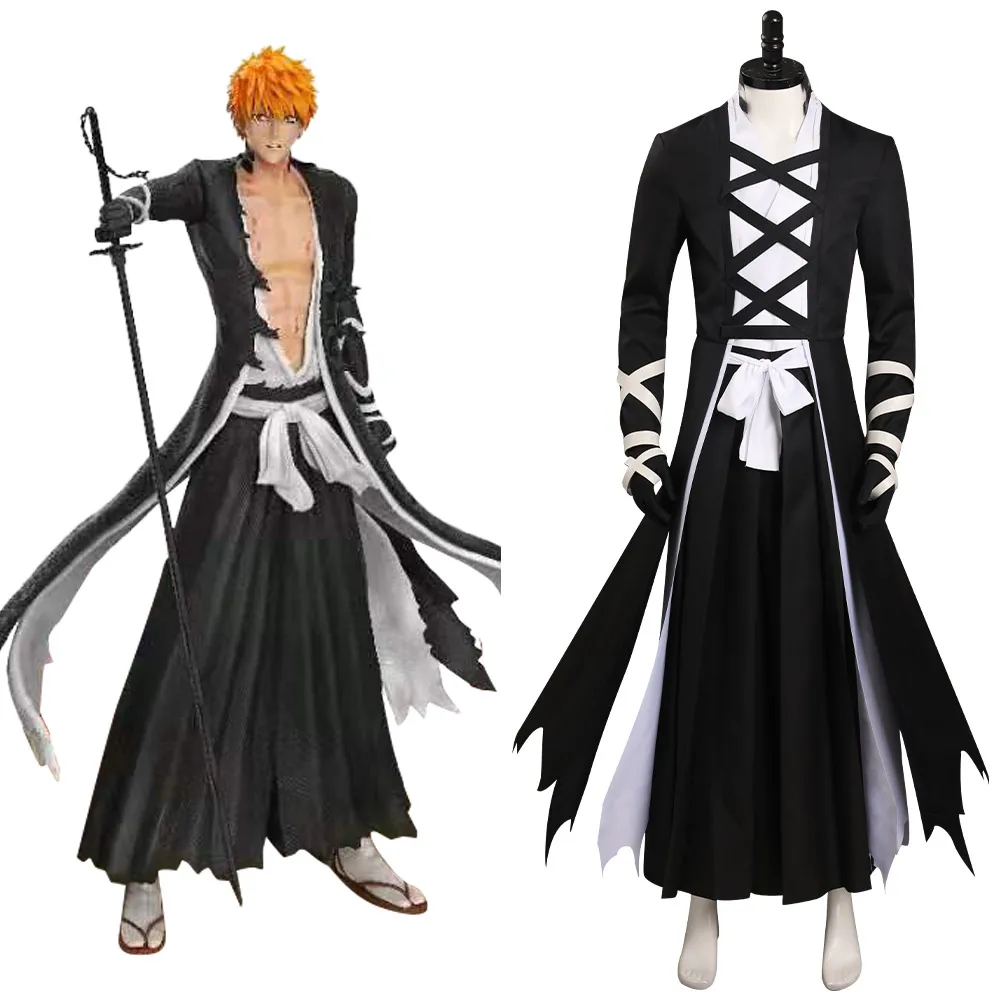 

Аниме отбеливатель Kurosaki Ichigo косплей костюм пальто наряды Хэллоуин Карнавал Suitit