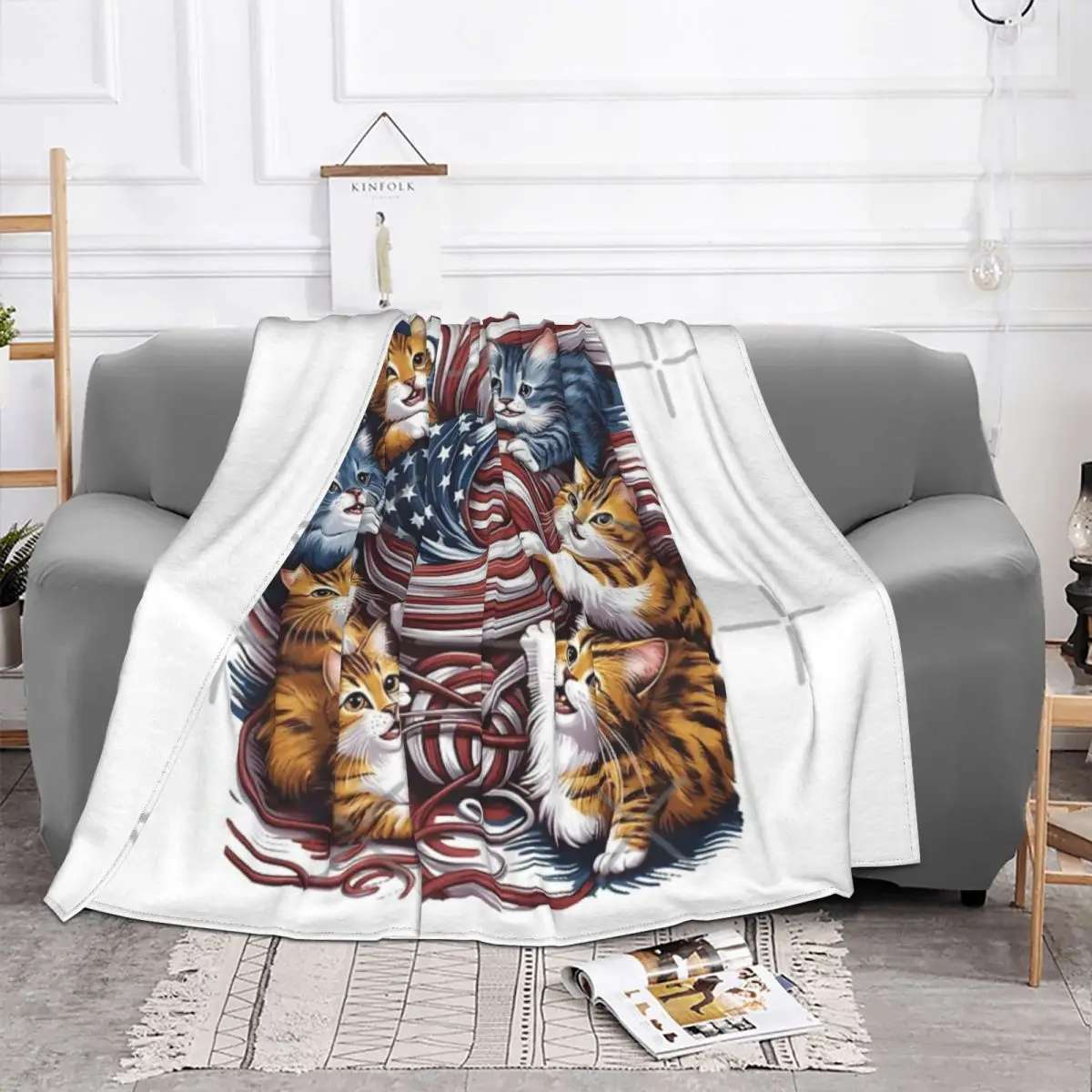 Покрывало с изображением лап и флага 0007 покрывало на кровать гостиную размер Queen