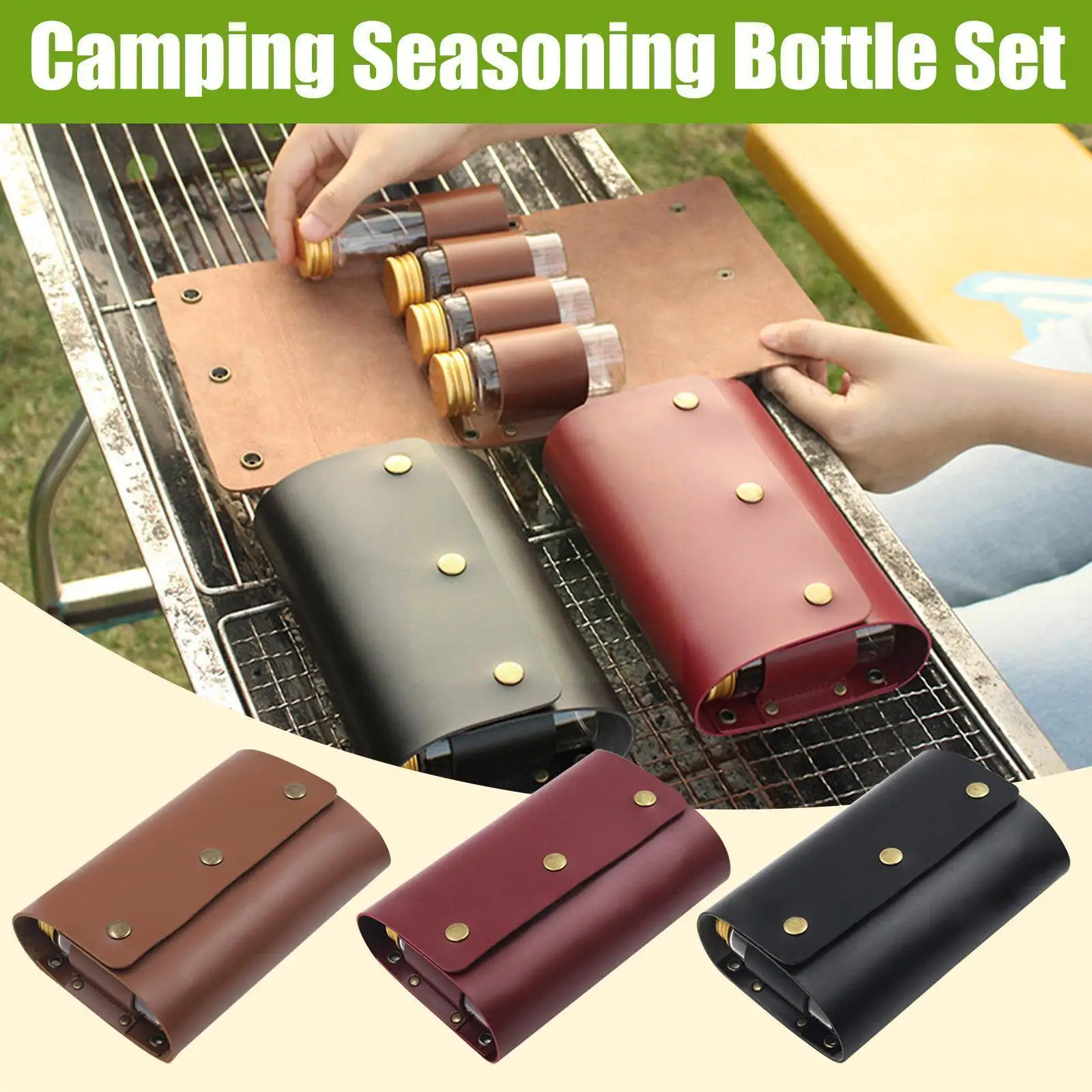 

Outdoor Camping Seasoning Bottle Storage Bag 4 Pieces Bottle H1v8 Bottle Barbecue Picnic Seasoning Protective Glass Cover O V9k0